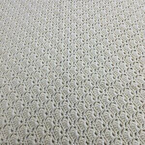 Cream Hand Crocheted Blanket Measuring 58" x 62" with Scalloped Edges